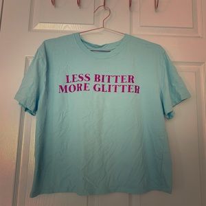 NWOT Mighty Fine XXL Aqua crop Tshirt